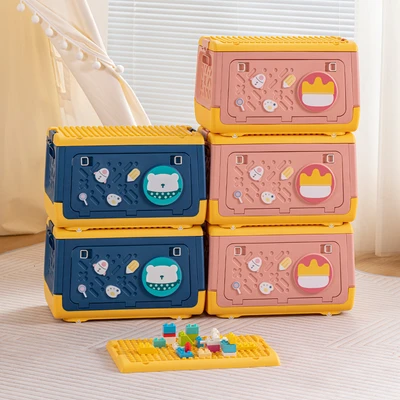 Gambar Stora Kotak Penyimpanan Lipat Building Block 42x24.5x26 cm - Biru