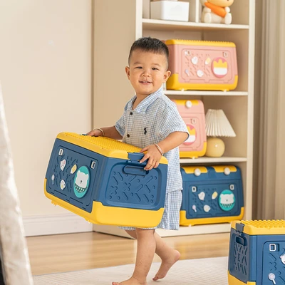 Gambar Stora Kotak Penyimpanan Lipat Building Block 42x24.5x26 cm - Biru
