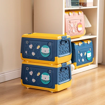 Gambar Stora Kotak Penyimpanan Lipat Building Block 42x24.5x26 cm - Biru