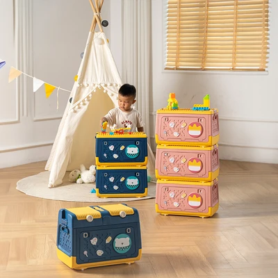 Gambar Stora Kotak Penyimpanan Lipat Building Block 42x24.5x26 cm - Pink