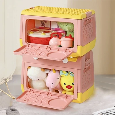 Gambar Stora Kotak Penyimpanan Lipat Building Block 42x24.5x26 cm - Pink