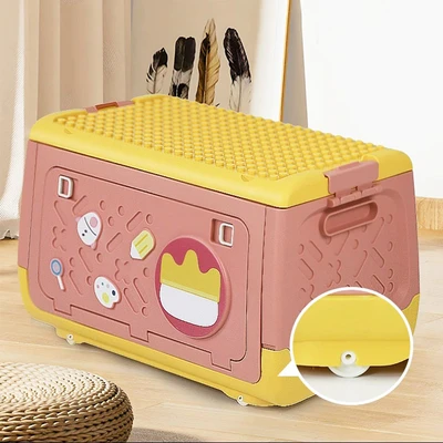 Gambar Stora Kotak Penyimpanan Lipat Building Block 42x24.5x26 cm - Pink