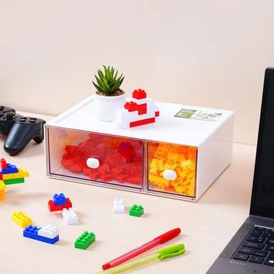 Gambar Stora Laci Penyimpanan 2 Kompartemen Stackable - Putih