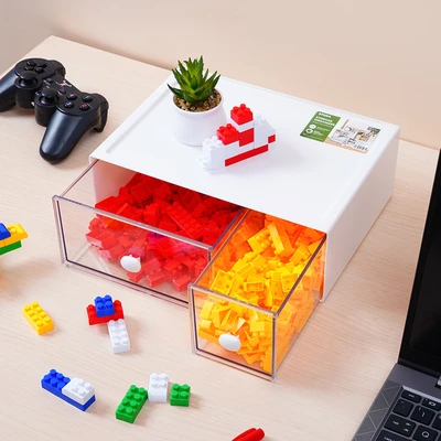 Gambar Stora Laci Penyimpanan 2 Kompartemen Stackable - Putih