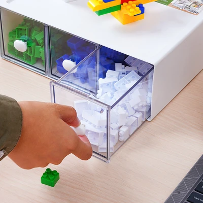 Gambar Stora Laci Penyimpanan 3 Kompartemen Stackable - Putih