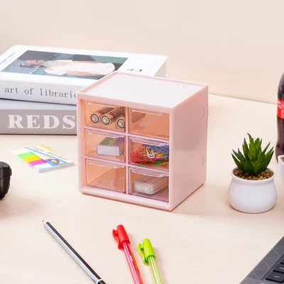 Gambar Stora Laci Penyimpanan Mini 6 Kompartemen - Pink
