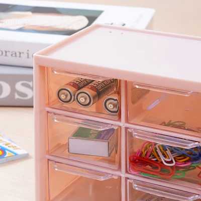 Gambar Stora Laci Penyimpanan Mini 6 Kompartemen - Pink