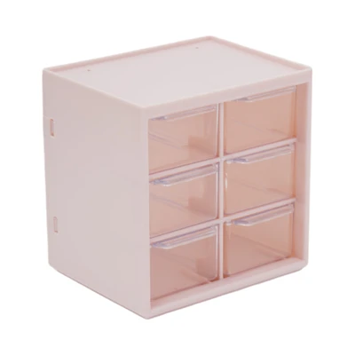 Gambar Stora Laci Penyimpanan Mini 6 Kompartemen - Pink