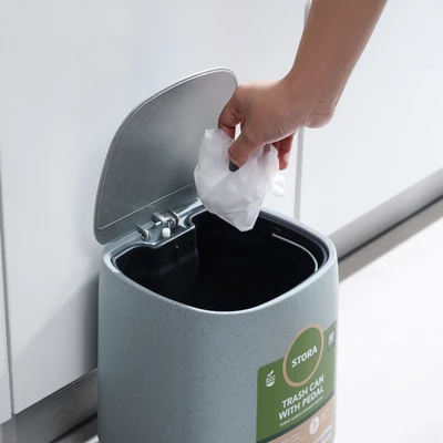 Gambar Stora Eco Tempat Sampah Pedal Plastik Wheat Straw 5 Liter - Abu-Abu