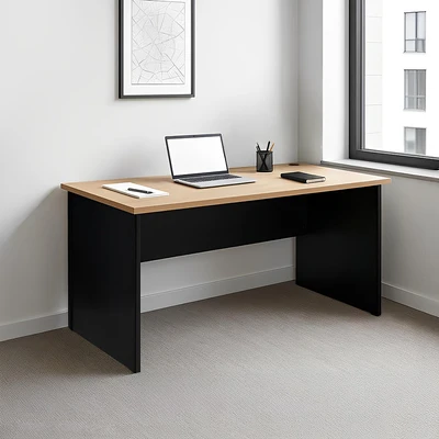 Gambar Informa Haris Meja Kantor - Hitam/Cokelat Oak