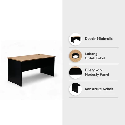 Gambar Informa Haris Meja Kantor - Hitam/Cokelat Oak
