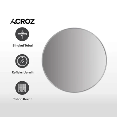 Gambar Acroz Cermin Dinding Kamar Mandi Stainless Steel Round 60x3x60 cm - Abu-Abu Gunmetal
