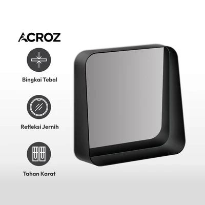 Gambar Acroz Cermin Dinding Kamar Mandi Dengan Rak Stainless Steel 50x10x70 cm - Hitam