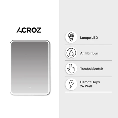 Gambar Acroz Cermin Dinding Kamar Mandi LED Anti Fog Frameless Rectangle 60x0.3x80 cm