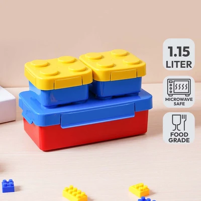 Gambar Ataru Kotak Makan 2 Sekat 1.15 Liter - Biru/Kuning