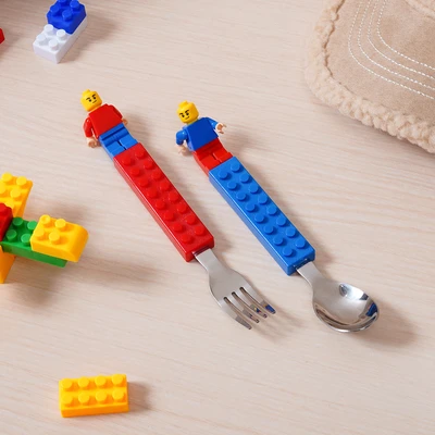 Gambar Ataru Set Alat Makan Anak - Biru/Merah