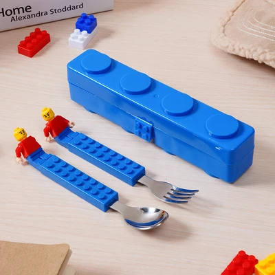 Gambar Ataru Alat Makan Anak Set 2 pcs - Biru