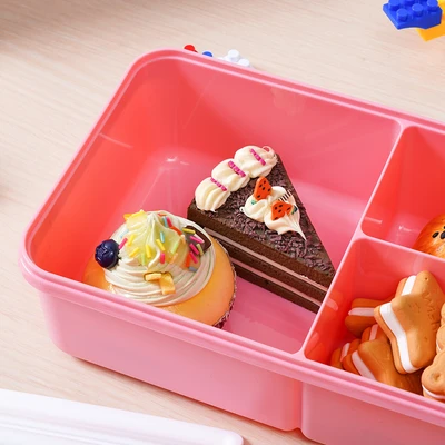 Gambar Ataru Kotak Makan Plastik 3 Sekat Fruit Mix 1.3 Liter - Pink
