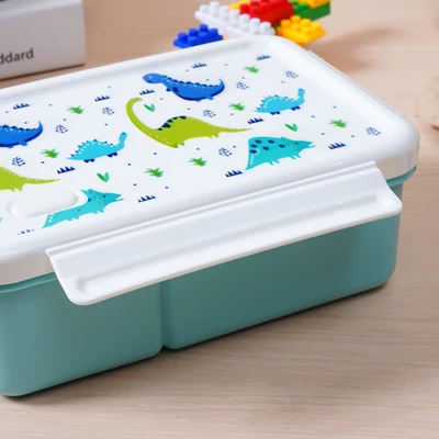 Gambar Ataru Kotak Makan Plastik 3 Sekat Dino 1.3 Liter - Biru