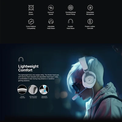 Gambar Havit Headphone Gaming Wired HV-H2230D - Putih