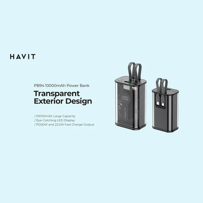 Gambar Havit Power Bank 10000 mAh PB94 Clear - Hitam