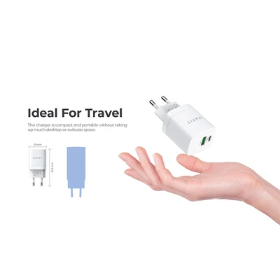 Gambar Havit Kepala Charger GaN Dual USB-A & USB-C 30 Watt - Hitam
