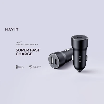 Jual Havit Charger Mobil Dual Port A C Hitam Original | AZKO