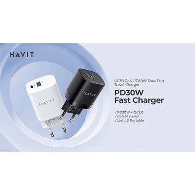 Gambar Havit Kepala Charger Plug 30 Watt UC30 - Hitam