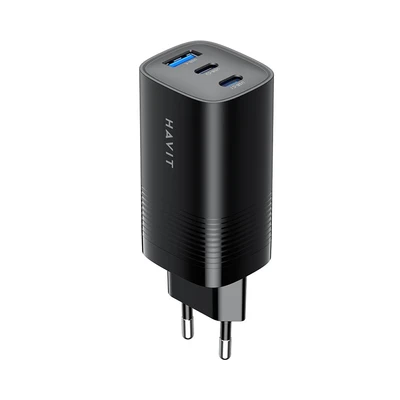 Gambar Havit Kepala Charger GaN USB-C & USB-A 67 Watt - Hitam
