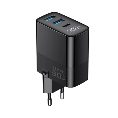 Gambar Havit Kepala Charger GaN USB-C & USB-A 30 Watt - Hitam