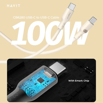 Gambar Havit Kabel Charger USB-C To USB-C 1 Meter CB6280 - Putih