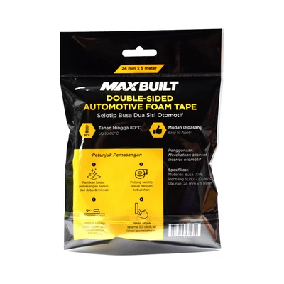 Gambar Maxbuilt 2.4 cmx5 Mtr Isolasi Foam Double Tape Otomotif - Hitam
