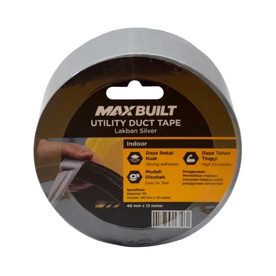 Gambar Maxbuilt 12 Mtr Lakban Kain 48 mm - Silver