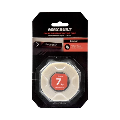 Gambar Maxbuilt 2.5 cmx1.5 Mtr Isolasi Mounting Tape Exterior - Putih