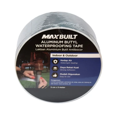 Gambar Maxbuilt 5 cmx5 Mtr Isolasi Tahan Air Aluminium Butyl Rubber - Silver