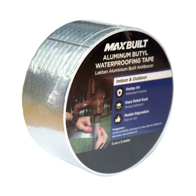Gambar Maxbuilt 5 cmx5 Mtr Isolasi Tahan Air Aluminium Butyl Rubber - Silver
