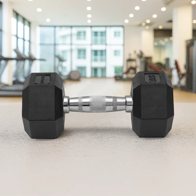 Gambar Kinetic Dumbbell Rubber Hexagonal 7.5kg - Hitam
