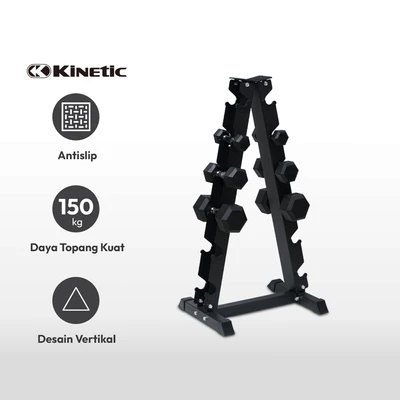 Gambar Kinetic Rak Dummbell Triangle 6 Pair - Hitam/abu-abu