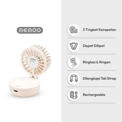 Gambar Memoo Kipas Angin Lipat Rechargeable - Putih