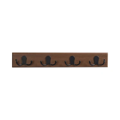 Gambar Stora Gantungan Pakaian Dinding 4 Pengait Walnut 45x4.5x7 cm