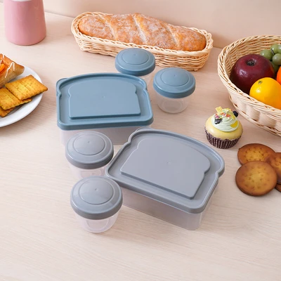 Gambar Kris Kotak Makan Dengan Wadah Camilan Set 3 pcs - Abu-Abu