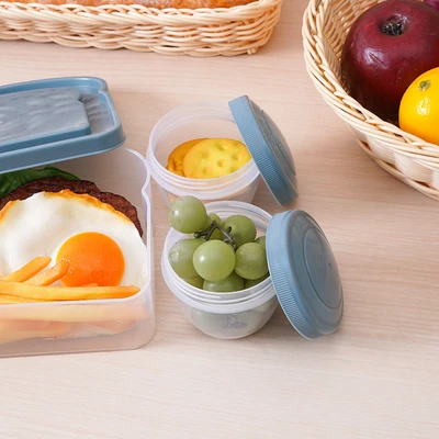 Gambar Kris Kotak Makan Dengan Wadah Camilan Set 3 pcs - Biru