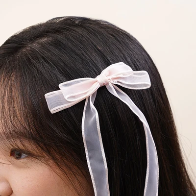 Gambar Ataru Jepit Rambut Anak Long Ribbon Set 2 pcs - Pink Blush