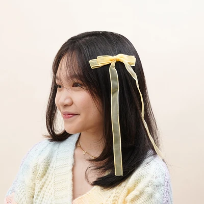 Gambar Ataru Jepit Rambut Anak Long Ribbon Set 2 pcs - Kuning