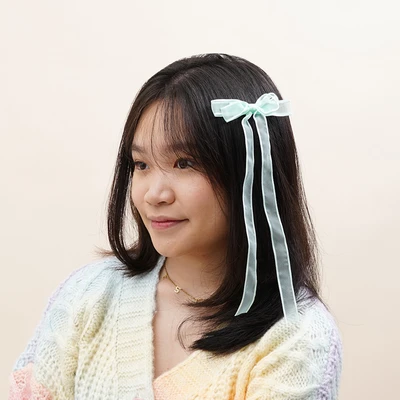 Gambar Ataru Jepit Rambut Anak Long Ribbon Set 2 pcs - Biru Baby
