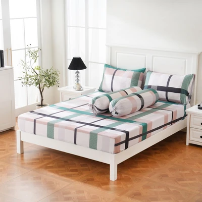 Gambar Sleeplite 120x200 cm Set 4 Pcs Seprai Single Microfiber Stripe Oxford