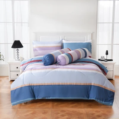 Gambar Sleeplite 120x200 cm Set 4 Pcs Seprai Single Microfiber Stripe Maisie