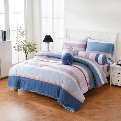 Gambar Sleeplite 120x200 cm Set 4 Pcs Seprai Single Microfiber Stripe Maisie