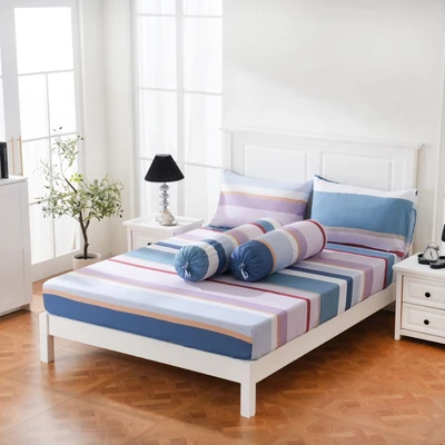 Gambar Sleeplite 120x200 cm Set 4 Pcs Seprai Single Microfiber Stripe Maisie