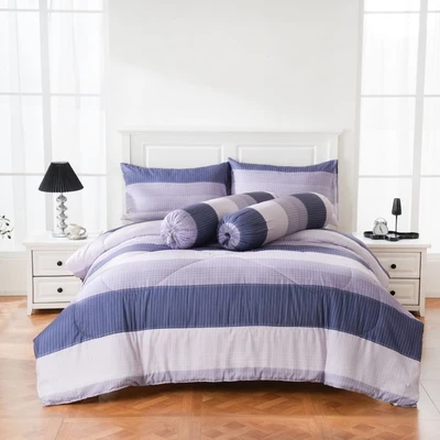 Gambar Sleeplite 160x200 cm Set 6 Pcs Seprai Queen Microfiber Stripe Jasper